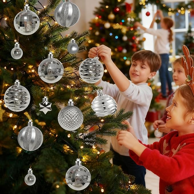 Christmas Ball Ornaments - 44 pcs Christmas Tree Ornaments Set for Christmas, Holiday, Wreath & Party Decorations