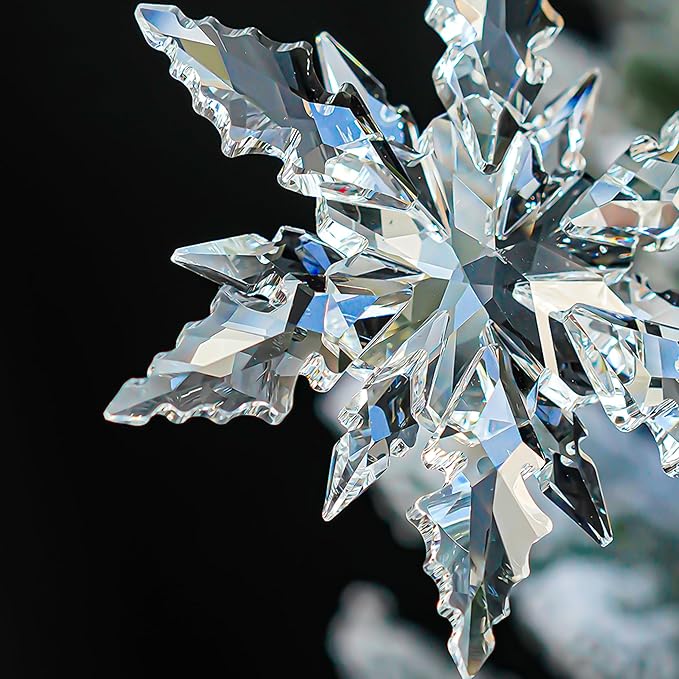 2025 Clear Snowflake Ornaments Crystal Glass Christmas Star for Christmas Tree Ornaments Hanging Crystal Sun Catcher Pendant Home Decor