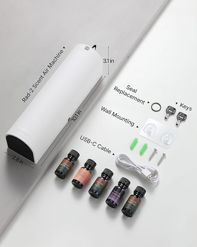 Scent Diffuser Starter Kit – Waterless Essential Oil Diffuser for Home, 1500 Sq.Ft Coverage Scent Air Machine, Smart Auto Mode Hotel Collection Diffuser with Cold Air Tech (White)