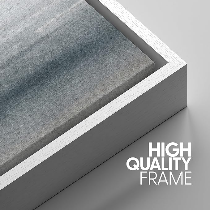 SIGNWIN Framed Canvas Print Wall Art Set Serenity Seascape Soft Blue Ocean Views Modern Art Decorative Rustic Calm/Zen for Living Room, Bedroom, Office - 16"x24"x3 White