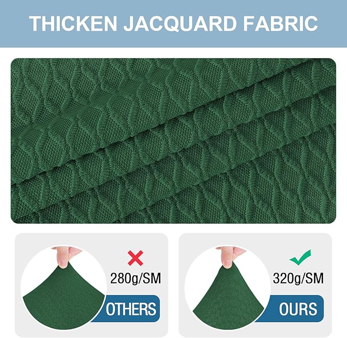 Smiry Stretch Jacquard Seat Covers for Dining Room Chairs Set of 6, Removable Washable Chair Seat Protector Slipcovers, No Rear Covers, Emerald Green