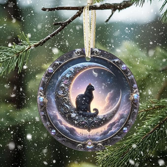 Christmas 2025 Ornaments, Christmas Ornament Gift, Holiday Keepsake, Stocking Stuffers, Gift Ideas - Witch Black Cat