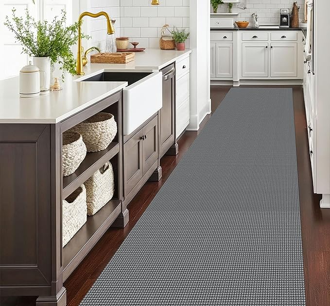 EARTHALL Runner Rug 3x16 Ft Washable Runners for Hallways Extra Long Woven Non Slip Entryway Runner Braided Kitchen Runner Indoor Outdoor Carpet Runners for Hotels, Hall, Stair, Dark Gray