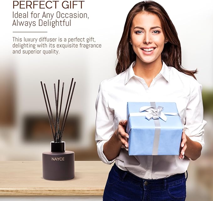 Nayce Luxury Reed Diffuser - Suede Rose - Aromatherapy Essential Oil Diffuser Sticks - Hand-Poured in USA - Reed Diffusers for Home, Bathroom, Bedroom, Office Decor, Housewarming Gifts