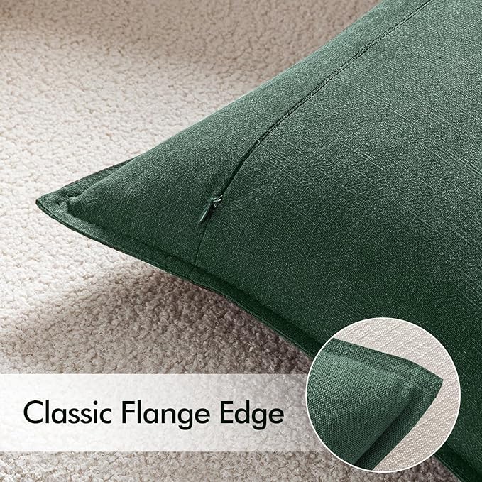 EMEMA Christmas Throw Pillow Covers Decorative Linen Pillow Covers 20x20 Inch Green Boho Farmhouse Neutral Couch Throw Pillows for Bed Pack of 2 Accent Pillowcase Modern Sofa Cushion Livingroom Home