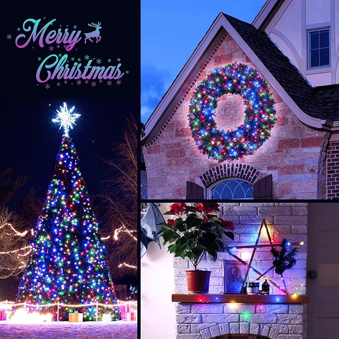 JMEXSUSS 2 Pack Multicolor Fairy Lights Battery Operated, Total 200 LED 66ft Indoor Christmas Twinkle Lights with Remote, 8 Modes Multicolor String Lights for Bedroom Wedding Birthday Party