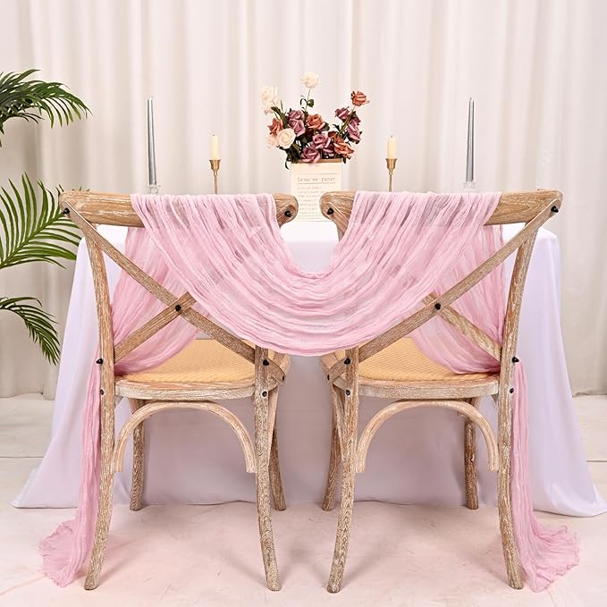 15 Pack Light Pink Cheesecloth Table Runner 17 x 108 Inch Fall Thanksgiving Boho Rustic Farmhouse Gauze Cheese Cloth Runner for Wedding Party Baby Shower Home Decor Holiday Decorations