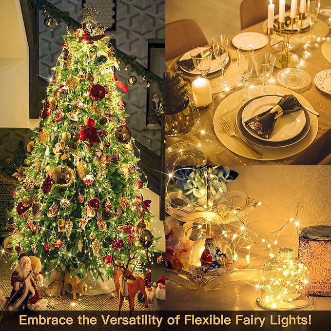 suddus 66ft 200 LED Outdoor String Lights, Warm White Christmas Fairy Light Battery Operated with Remote, Led Twinkle Lights for Bedroom, Dorm, Patio, Fireplace, Backyard, Garden, Xmas, Party, Indoor