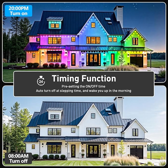LETIANPAI 200FT Permanent Outdoor Lights,RGB Eaves Lights with App Control Remote,DIY Scene Modes IP67 Waterproof Outdoors Under Eave Lighting,Outdoor Light for Garden Decor