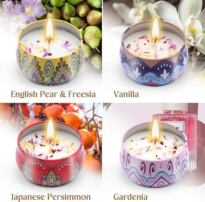 Scented Candle Gift Set for Women Birthday Christmas Mother's Day Valentine's Day Anniversary Housewarming Present for Her Wife Mum Girlfriend New Home Relaxation Gifts