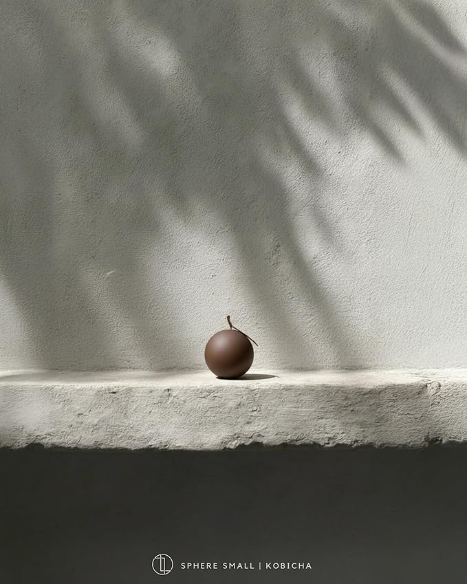 LAWA Sphere Candle - Beautiful Handmade Pillar Scented Soy Wax Elegant Aesthetic Candle Housewarming Gift Home Room Shelf Decor Idea (Kobicha, Small)