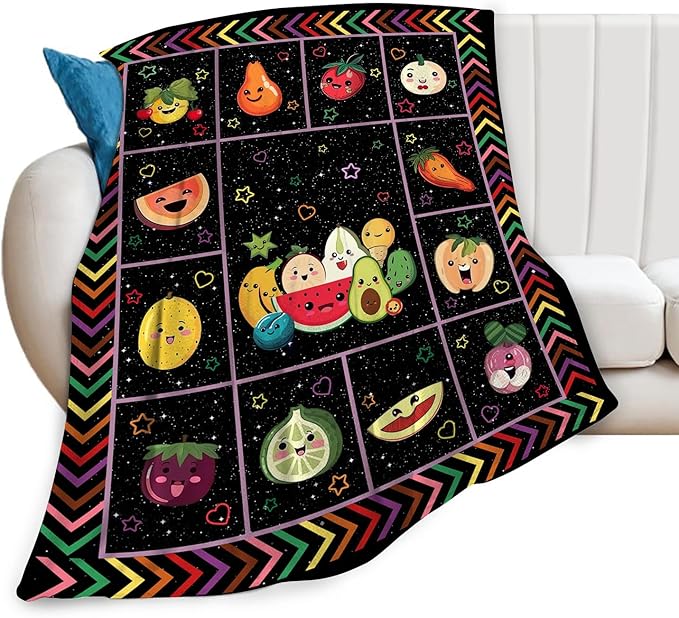 Fruits Blanket Cute Fruit Throw Blankets Funny Galaxy Plush Cozy Flannel Fleece Ultra Soft Fuzzy Party Blanket Gifts for Girls Women Men Boys Kids Bed 50"X40"