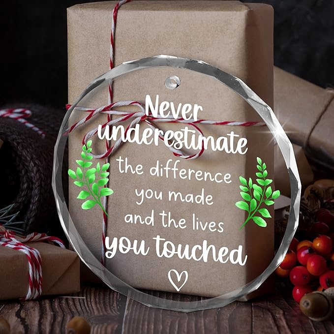 Christmas Thank You Gifts for Women Men - Glass Christmas Ornaments 2025 - Employee Appreciation Gifts for Teacher Coworkers Boss, Farewell Retirement Gift, Stocking Stuffers, Xmas Decorations