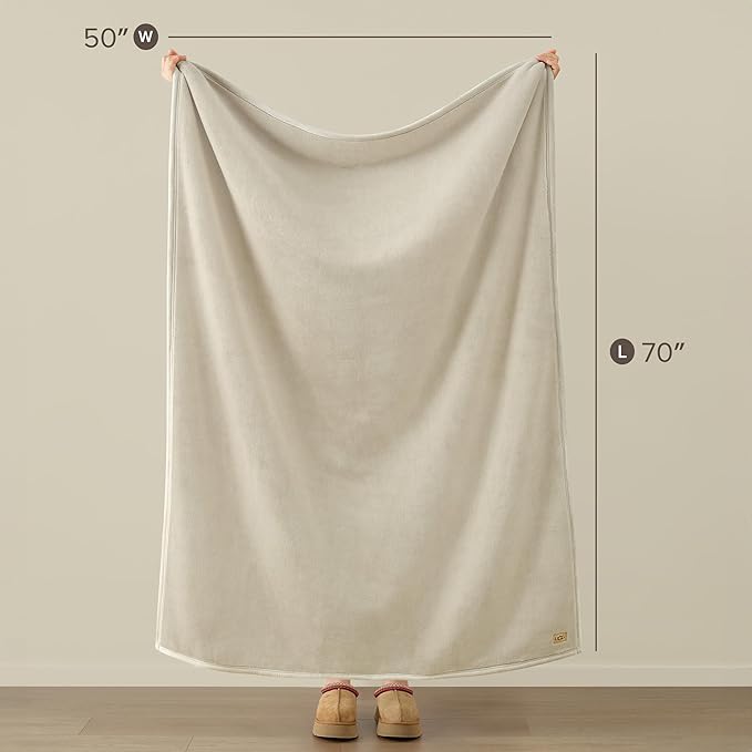 UGG Coco Plush Throw Blanket – Cozy Soft Fleece Blanket for Couch, Bed or Chair, Housewarming Gift for Women, Bedroom or Living Room Decor, Lightweight Winter Bedding, Shoreline