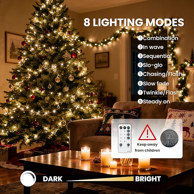 Dailyart Plug in 500 Led Fairy Lights with Remote 42Ft Fairy Lights with Timer Waterproof for Bedroom Wreath Party Window Wedding Decoration Warm White Black Wire
