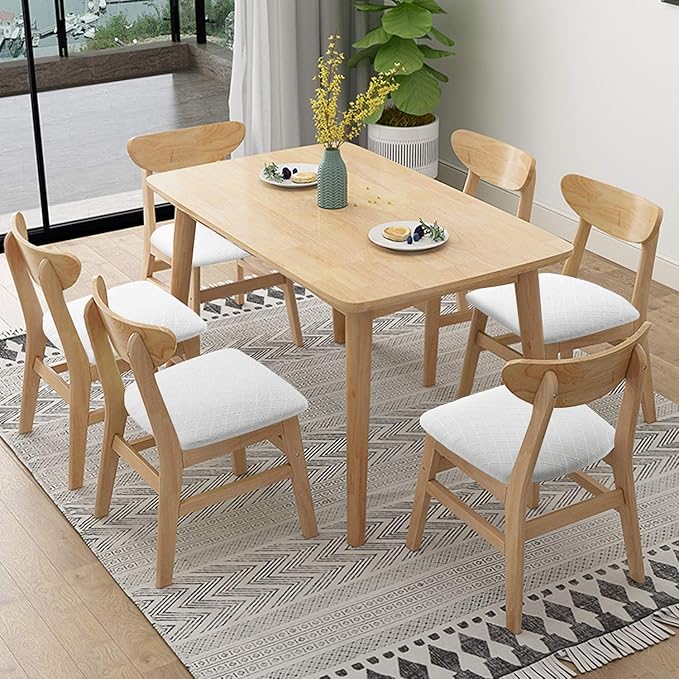 Fuloon Stretch Chair Seat Covers 6 PCS, Removable Washable Dining Chair Covers Anti-Dust Dining Room Seat Cushion Slipcovers (6, White)