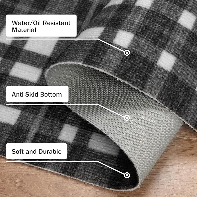 GENIMO Checkered Rug 27.5x43 inches Black and White Fine Plaid Outdoor Rug Buffalo Plaid Rugs Mat Fall Doormats Washable Rug for Front Porch Decor Indoor Entrance Patio Balcony Entryway