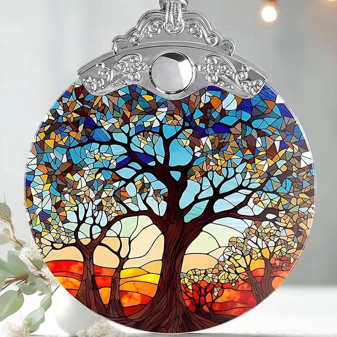 Stained Glass Tree of Life Christmas Ornament - Holiday Decor & Xmas Gift Idea