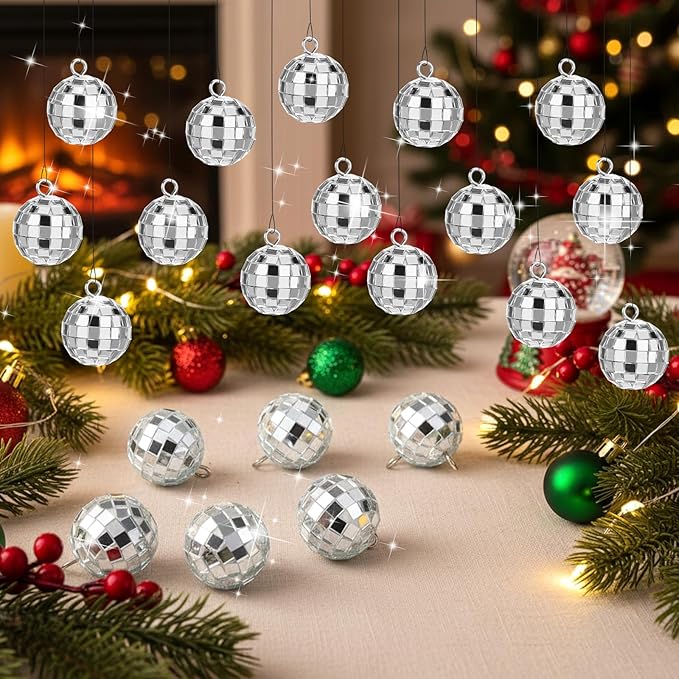 120 Pcs Mirror Disco Balls Bulk 1.2 Inch Mini Disco Ball Ornament Reflective Hanging Mirror Ball Small Hanging Decorations for Home/Wedding/Birthday/Dance Music/Christmas Tree