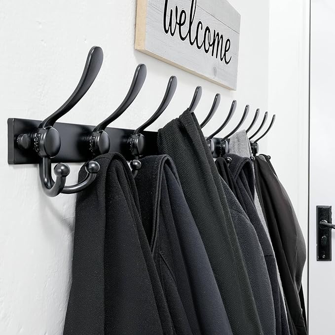 Dseap Coat Rack Wall Mount 2.0 Pro: Heavy Duty 300% Thicker, 16" Stud Mount, Stainless Steel Wall Coat Hooks Hanger for Clothes Jackets Hats Entryway Closet, MaxStrong Series, Grey
