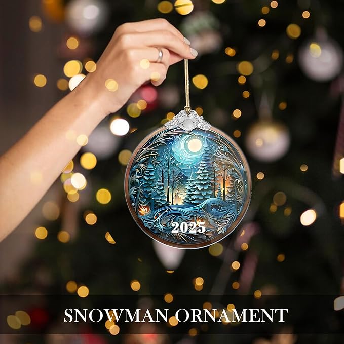 Christmas Ornament 2025, Winter Forest Christmas Tree Ornament, Blue Moon Ornaments for Christmas Tree, Large Ornaments, Gag Gifts, Holiday Ornaments for Home Decor and Gifts