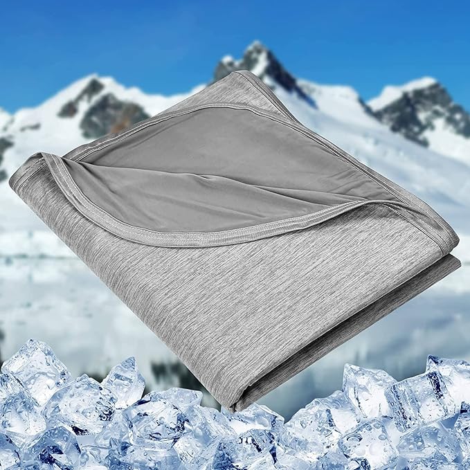 HOMFINE Cooling Blankets for Hot Sleepers - Summer Blanket Thin Lightweight Breathable Soft Double Side Enhanced Cooling for Bed Couch Sofa, Keep Cool for Night Sweats (Grey, 90 x 90 inches)