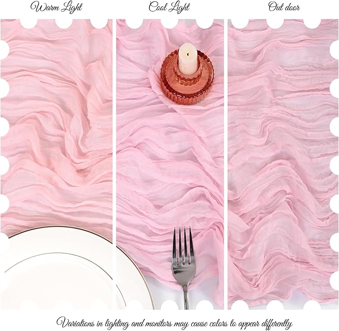 15 Pack Light Pink Cheesecloth Table Runner 17 x 108 Inch Fall Thanksgiving Boho Rustic Farmhouse Gauze Cheese Cloth Runner for Wedding Party Baby Shower Home Decor Holiday Decorations