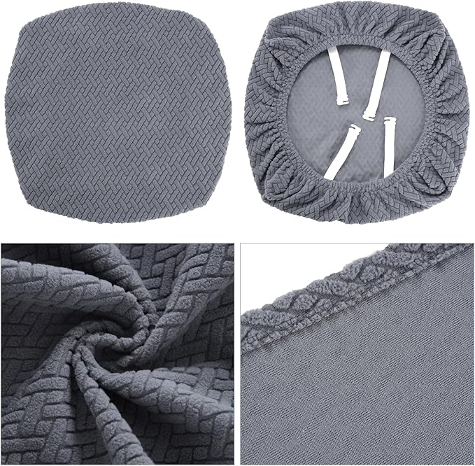 Fuloon Stretch Seat Cushion Covers 6 PCS, Washable Chair Seat Slipcover Chair Cover Dining Room for Hotel, Ceremony, Banquet Wedding Party (Grey, 6)