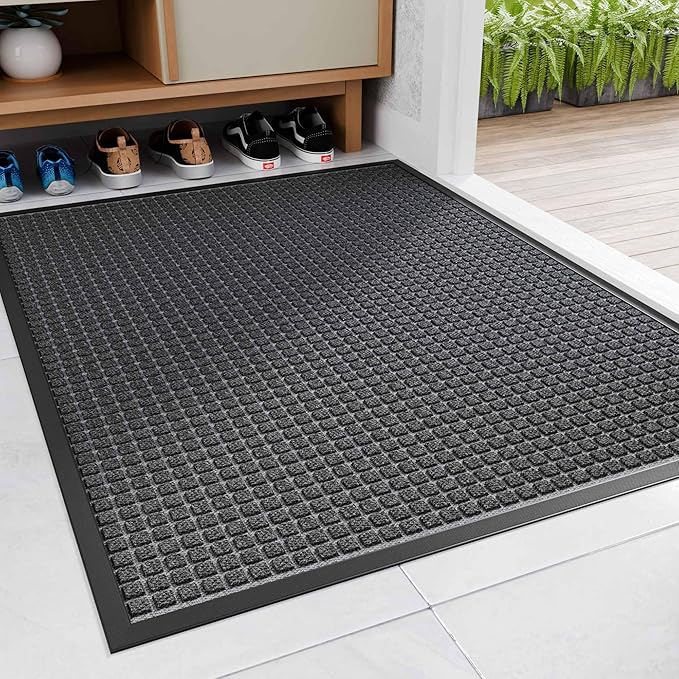 Amyracel Front Door Mat Outside Entrance, 36"x 72" All Season Weather Outside Door Mat, Heavy Duty Rubber Backing Door Mats for Entryway, Low Pile Entry Indoor Doormat for Inside Floor