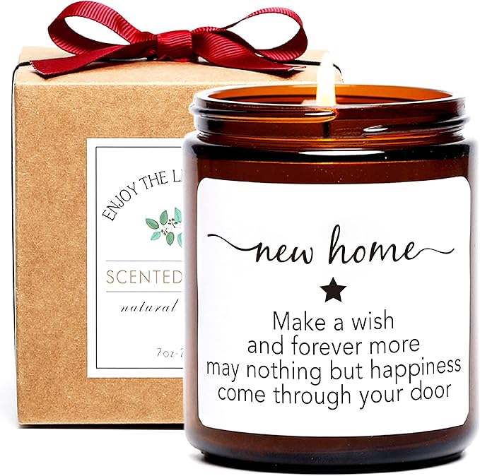 Housewarming Gifts, New Home Candle,Christmas Gifts for Women,House Warming Gift for Women and Men,Gift for Home Buyers, New Homeowner,Sandalwood & Rose Scented Candle,7oz