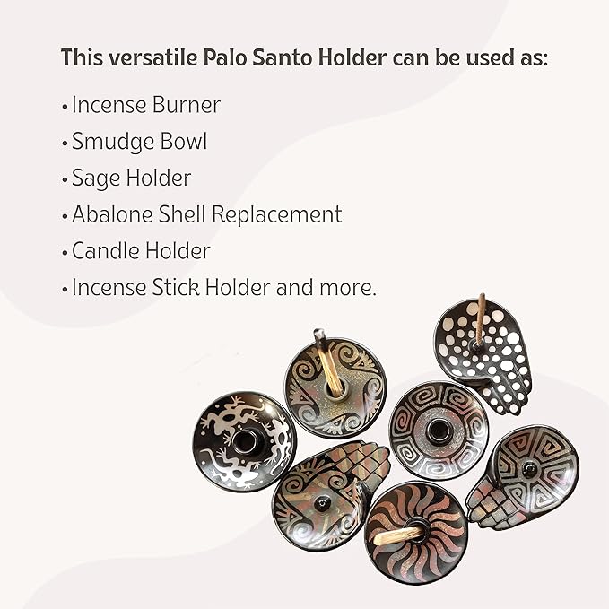 Luna Sundara Authentic Peru Pottery Palo Santo Stick Holder and Incense Holder with 5 Palo Santo Sticks Handmade Ceramic Smudge Bowl Sage Holder Black and White Gift Set