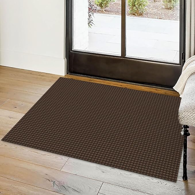 Small Braided Rugs 2x3 Ft Area Rugs for Entryway Boho Washable Rug Non Slip Rubber Backed Throw Rugs Cotton Woven Door Mat Indoor Entrance Front Door Rugs for Foyer Kitchen, Brown