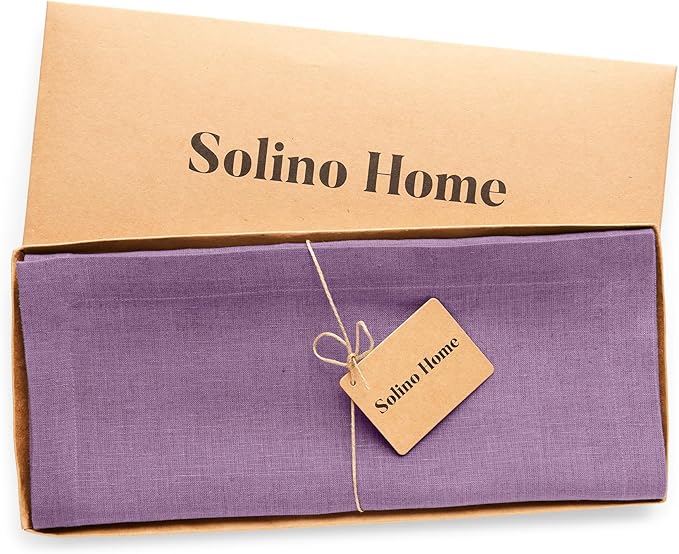 Solino Home Linen Table Runner 60 Inches - 100% Pure Linen Mulberry Table Runner 14 x 60 Inch Ideal for Dresser and Coffee Tables, Valentines, Spring, Easter - Diana Medium Weight