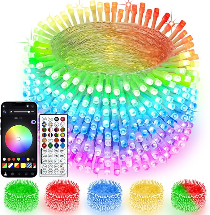 Smart Color Changing Christmas Lights with Remote & App Control, 132FT 400 LED RGB String Lights with Timer, Music Sync Multiple Modes Twinkle Christmas Tree Light Waterproof Indoor Outdoor Xmas Decor