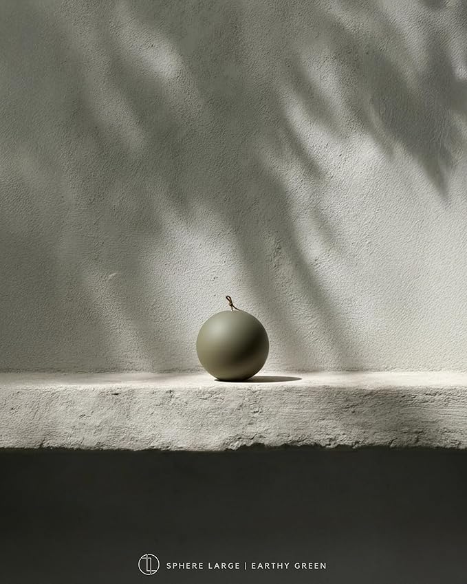 LAWA Sphere Candle - Beautiful Handmade Pillar Scented Soy Wax Elegant Aesthetic Candle Housewarming Gift Home Room Shelf Decor Idea (Earthy Green, Large)