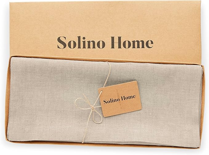 Solino Home Linen Light Natural Table Runner 72 Inches Long - 100% Pure Linen Dining Table Runner 14 x 72 Inch for Spring, Easter - Diana Medium Weight