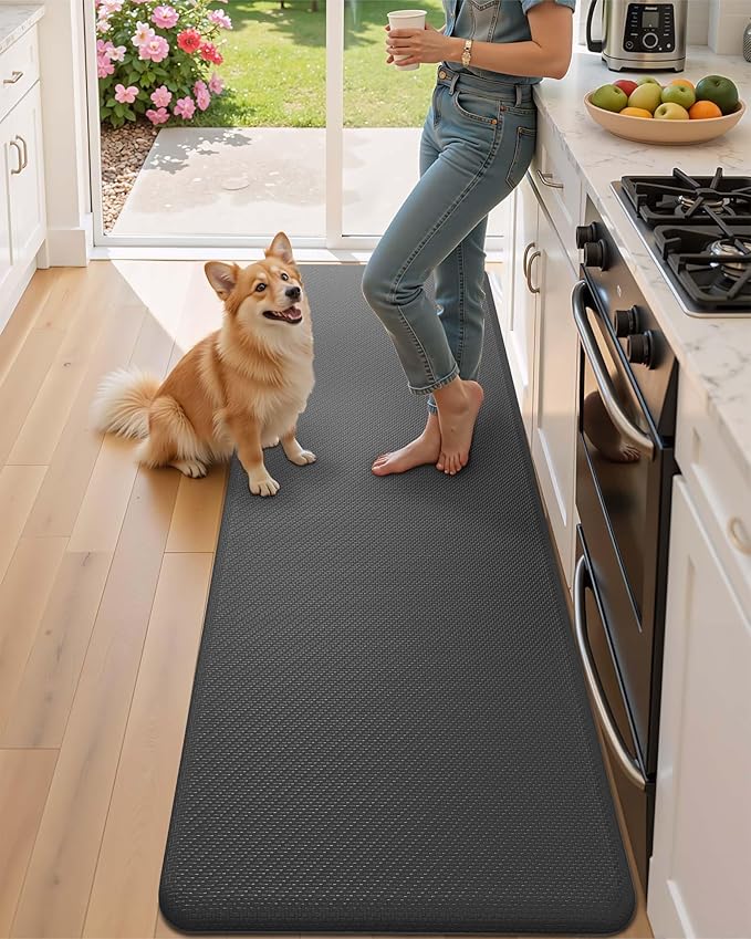 Color&Geometry 0.71" Extra Thick Anti Fatigue Cushion Kitchen Floor Mat,Easy Clean, Water & Oil Proof, Non Slip, Foam Padded Runner Rug for Front Sink,20"x 71" Grey (2.0 Version)