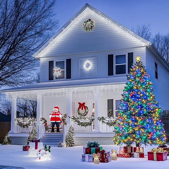 JMEXSUSS 200LED 66Ft Connectable Christmas Lights Indoor Outdoor Clear Wire | White to Multicolor String Lights | Twinkle Fairy Light Plug in for Bedroom Classroom Wedding Tree Patio Xmas Decor