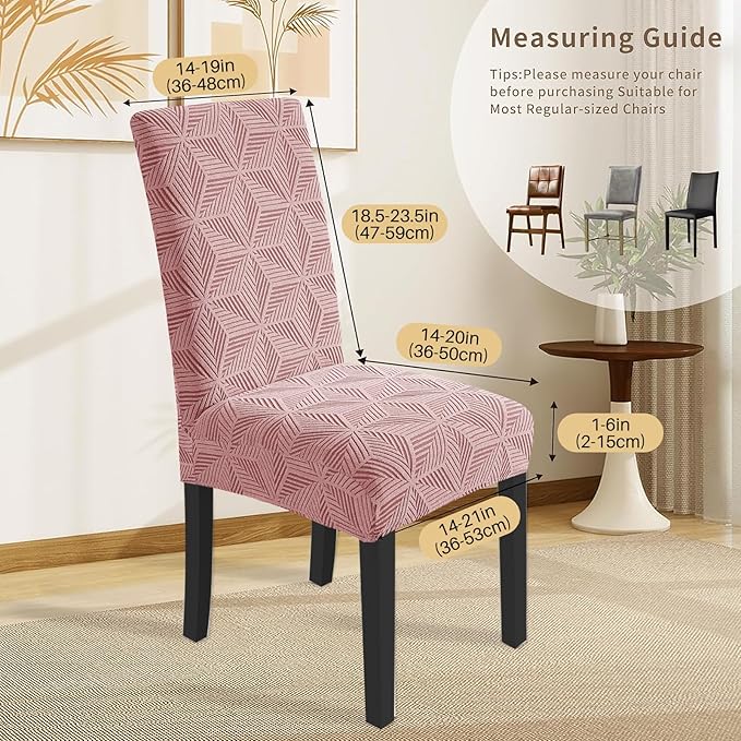 YEMYHOM Dining Chair Covers Set of 2, Stretch Dining Room Parsons Chair Slipcover, Removable Washable Furniture Protector for Home, Kitchen, Banquet (Pink)