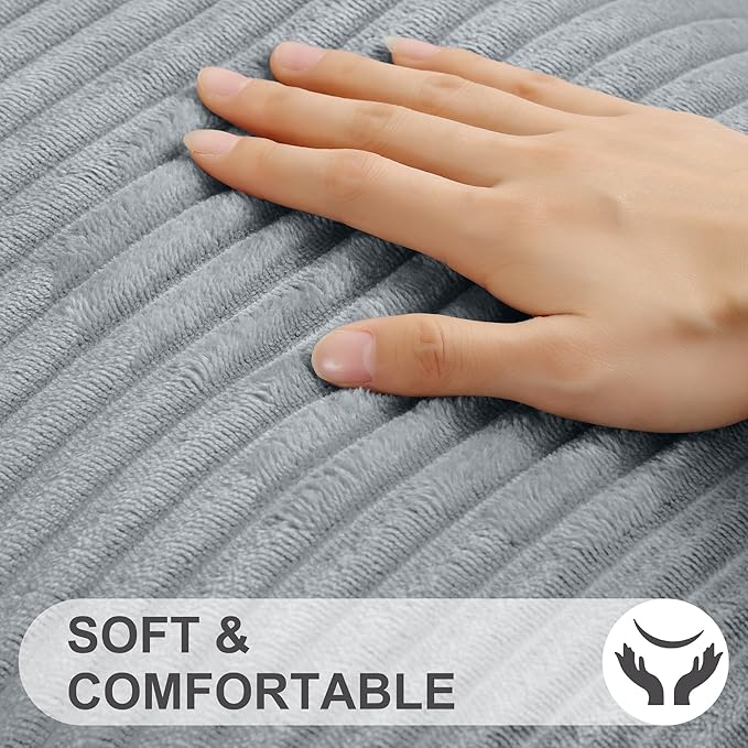 Simmore Decorative Christmas Throw Pillow Covers 20x20 Set of 2, Soft Natural Plush Flannel Double-Sided Fluffy Couch Pillow Covers for Sofa Living Room, Grey