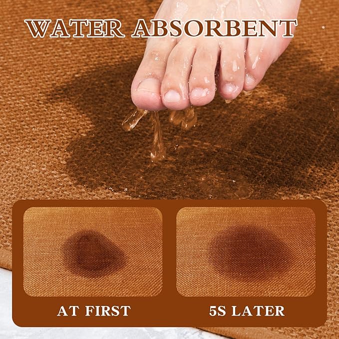 chakme Bathroom Rugs Mat U-Shaped 24x17, Ultra ThinNon Slip Bath Mat Small Quick Dry Absorbent Bath Matfor Bathroom Floor, (Orange, U-24"x17")