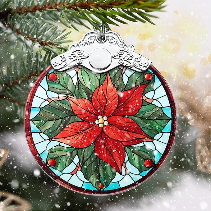 Touber Poinsettia Christmas Ornament, Christmas Ornaments for Tree, Christmas Tree Decor, Holiday Ornament