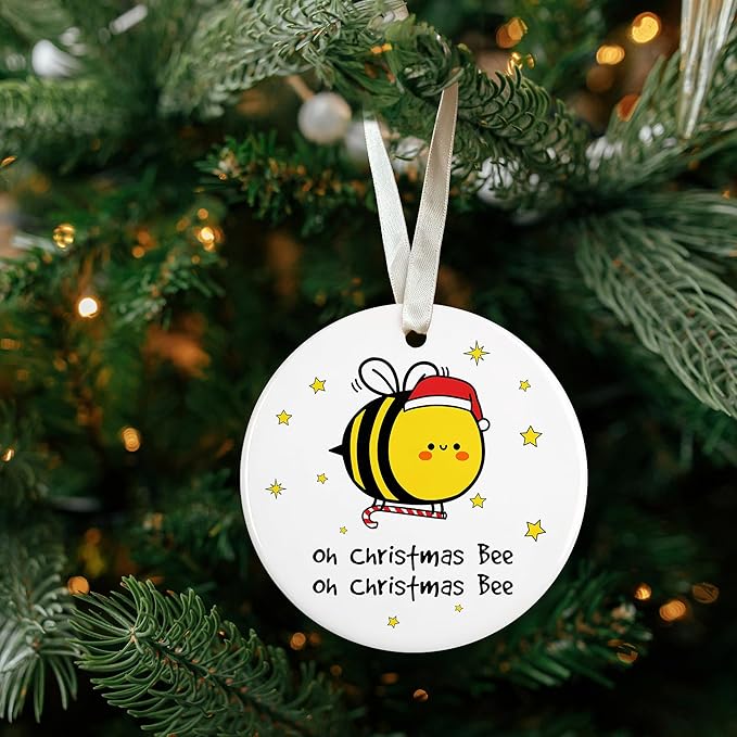 Bee Ornaments - Bee Ornaments for Christmas Tree - Cute Animals Christmas Ornament - Gifts for Bees Lovers, Bees Themed Gifts - Ceramic Ornament 2025