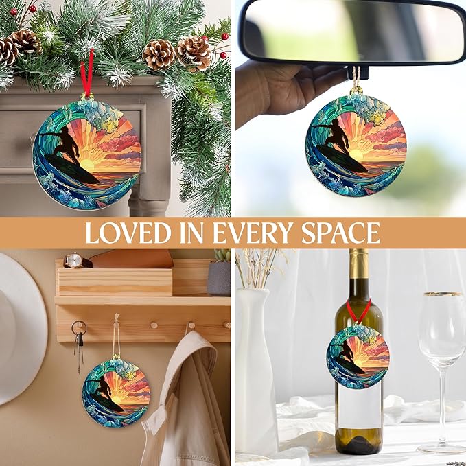 Surfboard Ornaments for Christmas Tree - Suncatcher Christmas Ornaments 2025 - Surfer Gifts for Men Women, Surfboard Ornament, Beach Gifts for Surfers Beach Lovers Friends, Beach Ornament