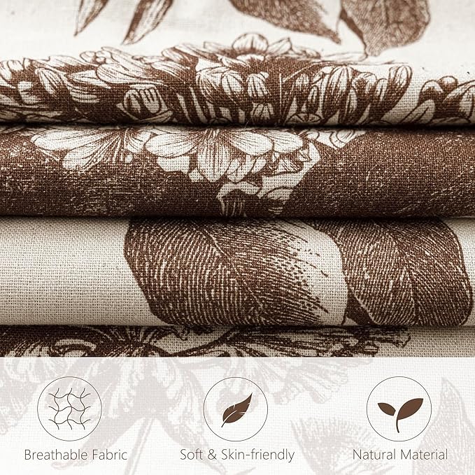 Foindtower Set of 2 Linen Floral Throw Pillow Covers Vintage Accent Print Decorative Cushion Covers Farmhouse Boho Home Decor for Sofa Chair Couch Bedroom Living Room,24×24 Inch,Dark Brown