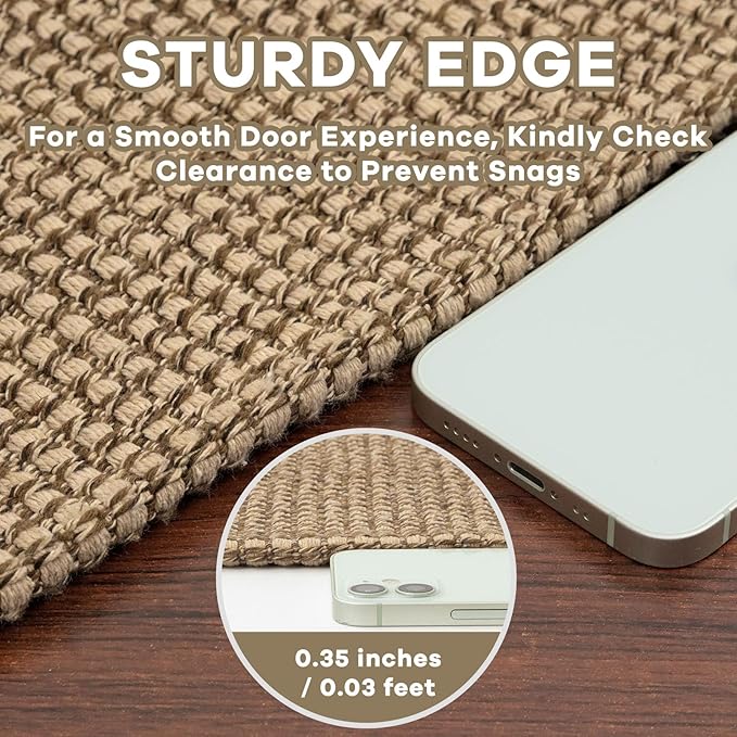 EARTHALL Runner Rug 3x12 Ft Washable Runners for Hallways Extra Long Woven Non Slip Entryway Runner Braided Kitchen Runner Indoor Outdoor Carpet Runners for Entryway, Hall, Foyers, Orange/Tan/Brown