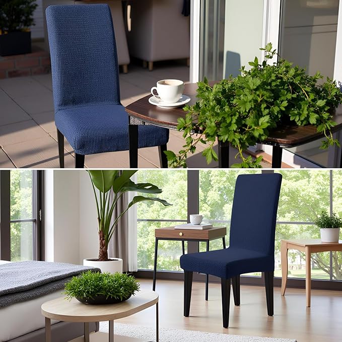Dioxide Stretch Chair Covers for Dining Chairs, Washable Dining Chair Covers Set of 4, Soft Kitchen Chairs Seat Covers, Jacquard Parson Chair Slipcover Protectors for Home Hotel Restaurant Banquet