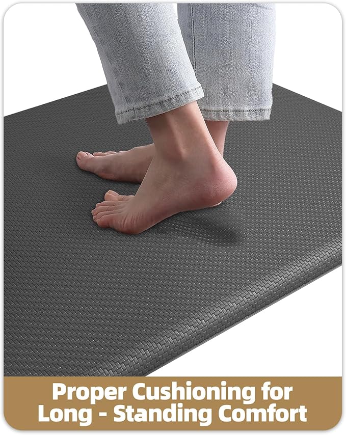 Color&Geometry 0.71" Extra Thick Anti Fatigue Cushion Kitchen Floor Mat,Easy Clean, Water & Oil Proof, Non Slip, Foam Padded Runner Rug for Front Sink,20"x 47" Grey (2.0 Version)