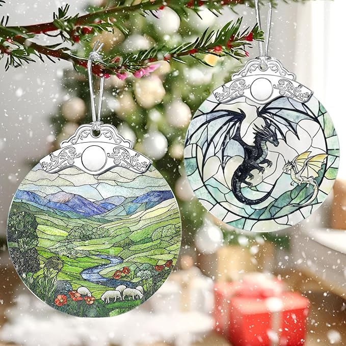 Green Irish Hills Ornament – Christmas Decoration & Christmas Ornament; Stained Glass Holiday Decoration (Holiday Present, Bauble Present, Gift Idea, Gift Exchange) | Heirloom Keepsakes