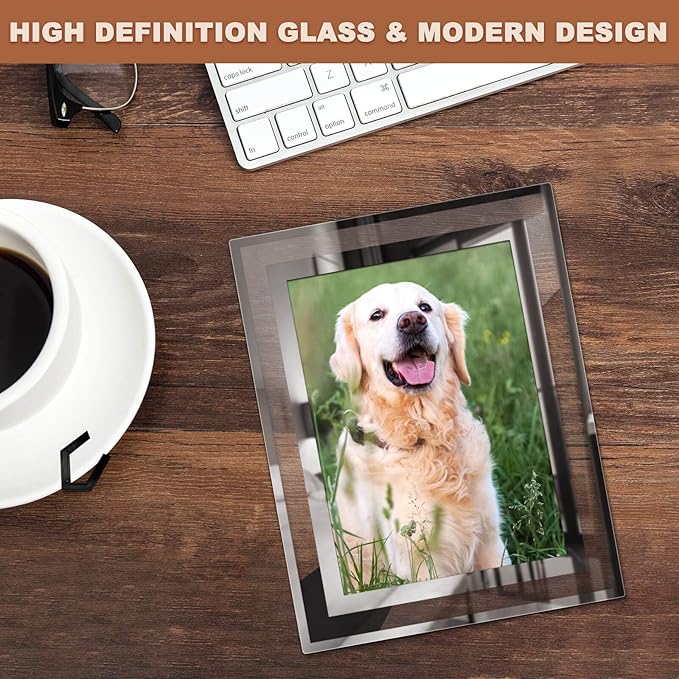 IZIDDO 5x7 Picture Frames Set of 4, Silver Mirror Glass Photo Frame for Tabletop Display, Gifts Picture Frame, Horizontally or Vertically